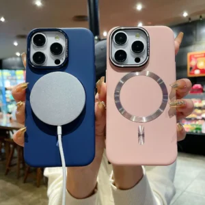 Kickstand Magnetic Matte Phone Case for iPhone 16/15/13 Pro Max – Camera Lens Protector, Wireless Charging 5